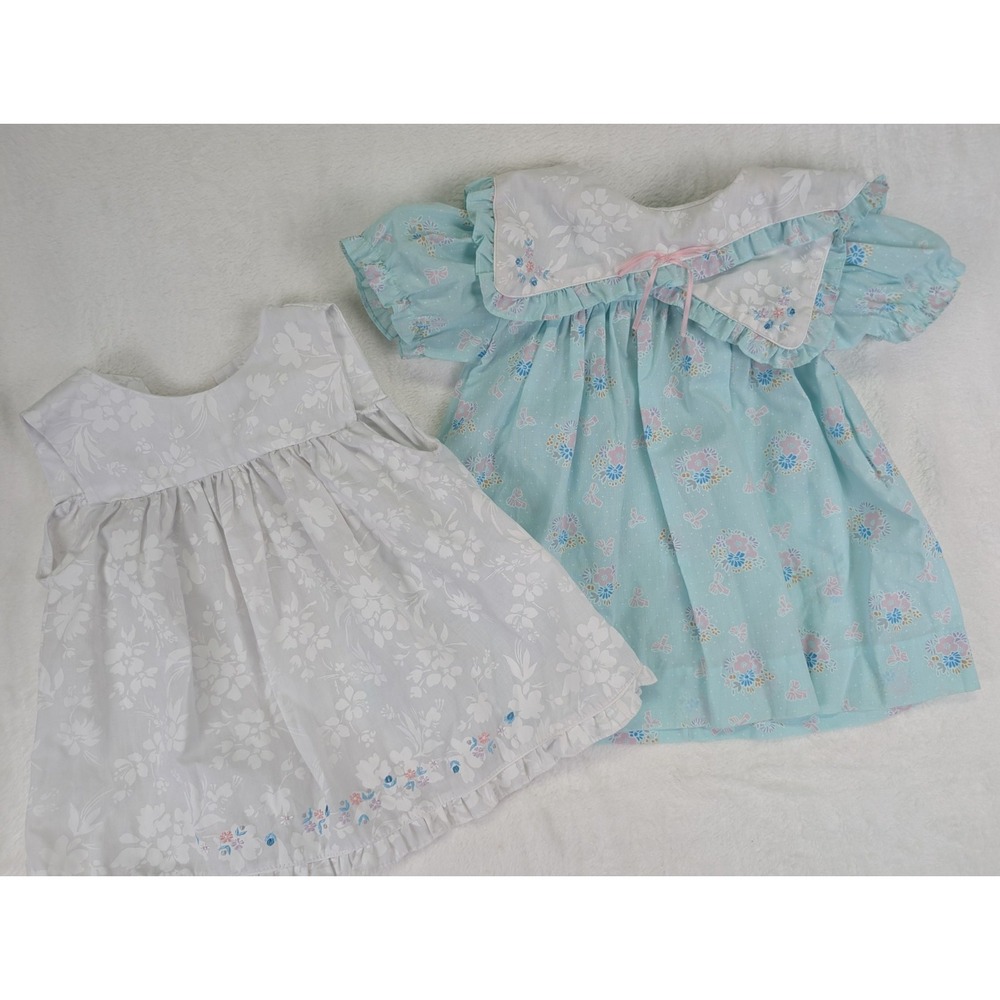 Vintage Mayfair Baby Girl Dress 24 Months 2 Piece Ruffle Floral Lace 80s 90s